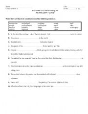 English Worksheet: Macbeth Vocabulary Quiz Act II