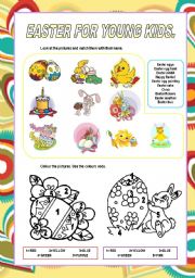 English Worksheet: Easter for young kids.