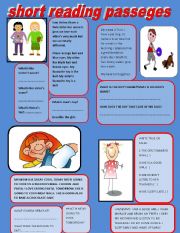 English Worksheet: SHORT READING PASSEGES