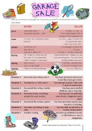 English Worksheet: At a garage sale - A role play game
