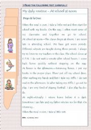 English Worksheet: My daily routine - At noon (worksheet B)