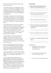 English Worksheet: KOREAN GIRL IN THE STATES