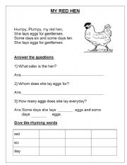 English worksheet: M6y red hen