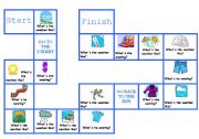 English Worksheet: weather and clothes board game