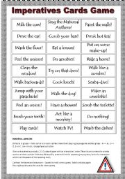 English Worksheet: Imperatives Cards Game