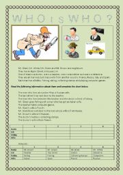 English Worksheet: Who is Who?