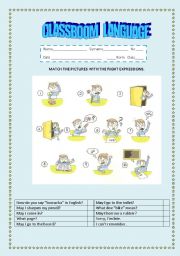 English Worksheet: Classroom language