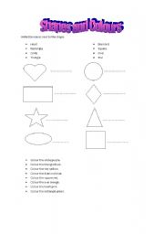 English Worksheet: Shapes and Colours