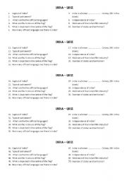 English Worksheet: worksheet for india - quiz