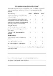 English Worksheet: Listening skills Self-assessment