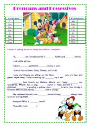 PRONOUNS AND POSSESSIVE ADJECTIVES - DONALD AND FRIENDS