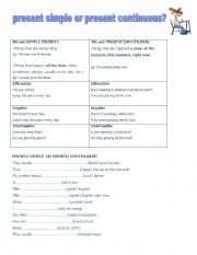 English Worksheet: Present Simple or Present Continuous