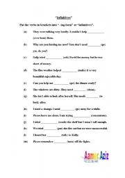 English worksheet: Infinitives