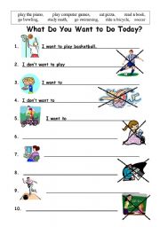 English Worksheet: want to