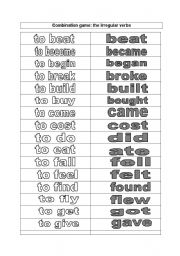 English Worksheet: The Simple past irregular verbs (combination game)