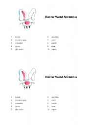 English Worksheet: Unscramble the Easter words (easy)