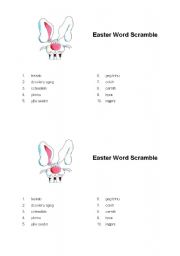 English worksheet: Unscramble the Easter words (easy)