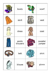 English Worksheet: Memory card game clothes