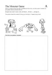 English Worksheet: Body Parts Monster Game