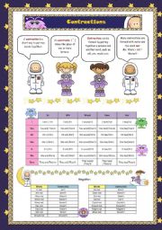 English Worksheet: Contractions