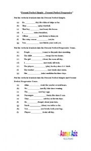 English Worksheet: Present Perfect - Present Perfect Progressive