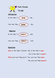 English worksheet: Past Simple to be