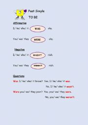 English Worksheet: Past Simple to be
