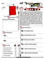 English Worksheet: RC Series_Level 01_Country Edition 39 Malta (Fully Editable + Key)