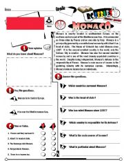 English Worksheet: RC Series_Level 01_Country Edition 37 Monaco (Fully Editable + Key)