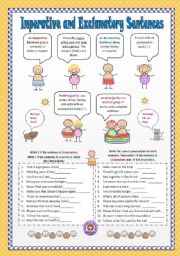 English Worksheet: Imperative and Exclamatory Sentences