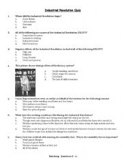 English Worksheet: Industrial Revolution Quiz