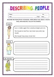 English Worksheet: Describing People