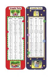 English Worksheet: Irregular Verbs Bookmarks