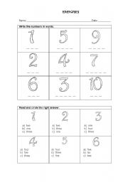 English Worksheet: Numbers