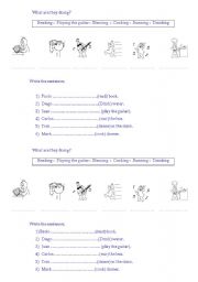 English worksheet: What are they doing?