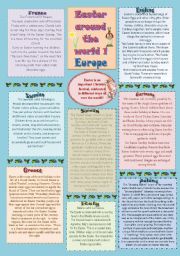 English Worksheet: Easter traditions from around the world 1 - Europe (2 pages + key)♥editable♥