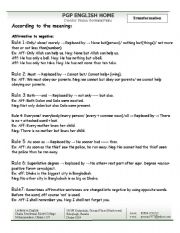 English Worksheet: Transformation of Sentences