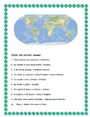 English Worksheet: Countries