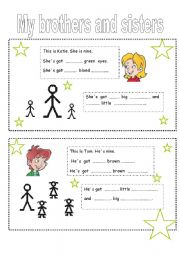 English worksheet: My brothers and sisters