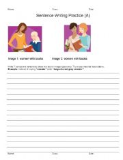 English worksheet: Leveled Sentence Writing Practice ESL 1