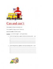 English worksheet: can and cant