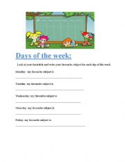 English Worksheet: Days of the week