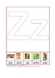 English worksheet: Phonic Recognition Zz