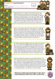 English Worksheet: READING TEST (do you like autumn?)