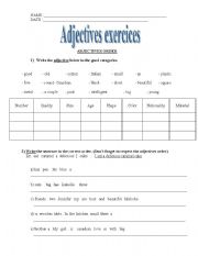 English worksheet: Adjectives (exercices)