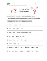 English Worksheet: Yes-No  and information  questions