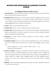 English Worksheet: Methods and Approaches in Language Teaching (Briefly)