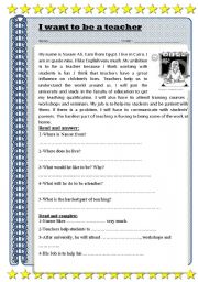 English Worksheet: I want to be a teacher