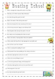 English Worksheet: Sponge Bob - Boating School Cartoon