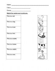 English worksheet: animal